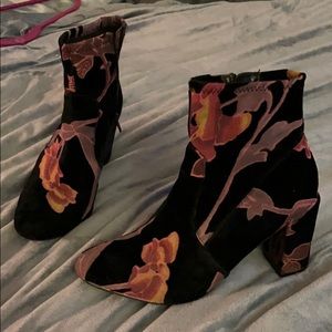 Steve Madden Floral Velvet Booties